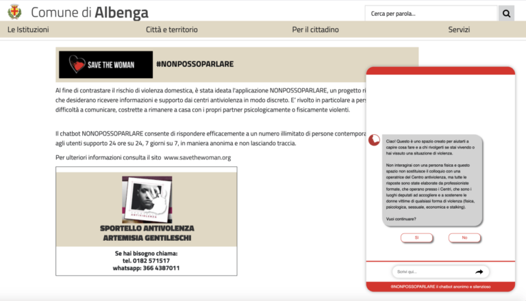 The Municipality of Albenga is the first to install the NONPOSSOPARLARE chatbot